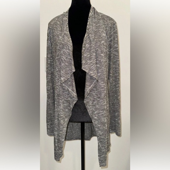 EUC Juicy Couture Cardigan Open Front Long Tunic Waterfall Rhinestone Gray Yoga - Picture 1 of 8